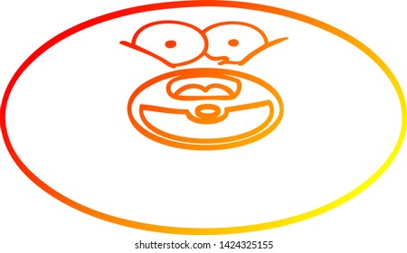 warme Farbverlauf-Linienzeichnung eines Cartoon-alten Schallplatte
