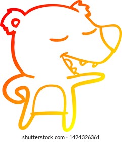 dibujo de línea de gradiente cálido de un oso polar de dibujos animados