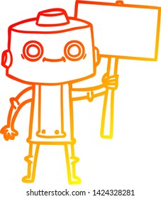 warm gradient line drawing of a cartoon robot