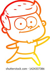 dibujo de línea de gradiente cálido de un hombre feliz con dibujos animados