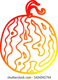 warme Farbverlauf-Linienzeichnung einer Cartoon-Melone