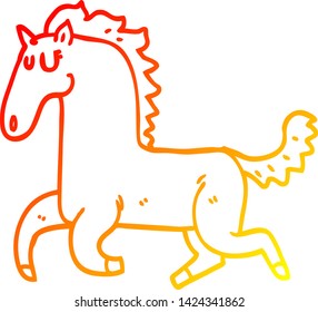 warm gradient line drawing of a cartoon running horse