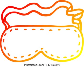 dibujo de línea de degradado cálido de una máscara de sueño de dibujos animados