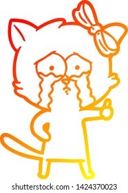 warm gradient line drawing of a cartoon cat