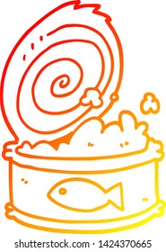 warm gradient line drawing of a cartoon canned food