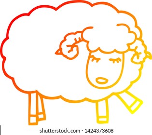 dibujo de línea de gradiente cálido de una caricatura oveja linda