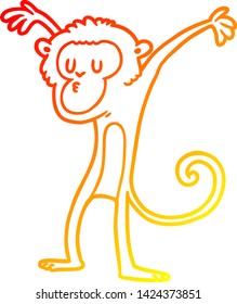 warme Farbverlauf-Linienzeichnung eines Cartoon-Affen