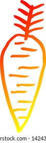 dibujo de línea de gradiente cálido de una zanahoria amarilla de dibujos animados