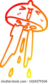 warm gradient line drawing of a cartoon citrus fruit