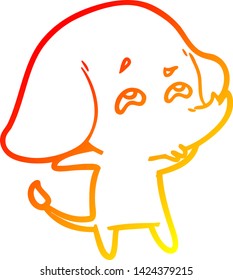 warm gradient line drawing of a cartoon elephant remembering