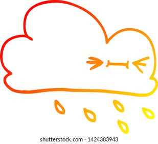 warm gradient line drawing of a cartoon expressive weather cloud