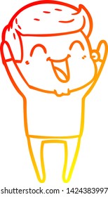 desenho de linha gradiente quente de um homem de desenho animado rindo