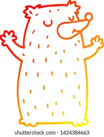 warm gradient line drawing of a cartoon bear