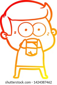warm gradient line drawing of a cartoon shocked man