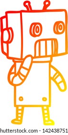 warm gradient line drawing of a cartoon robot