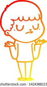 dibujo de línea de gradiente cálido de un niño gruñón de caricatura