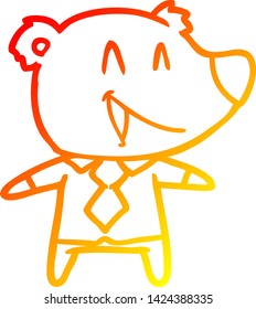 warm gradient line drawing of a cartoon bear in shirt and tie