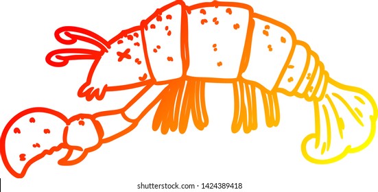 warm gradient line drawing of a cartoon lobster