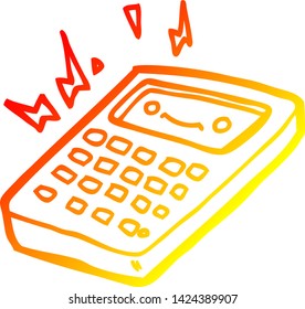 dibujo de línea de degradado cálido de una calculadora de dibujos animados