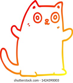 warme Farbverlauf-Linienzeichnung einer Cartoon-Katze