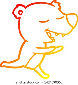 warm gradient line drawing of a cartoon bear