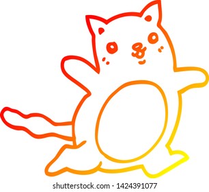 warm gradient line drawing of a cartoon cat