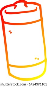 dibujo de línea de degradado cálido de una batería de dibujos animados