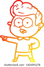 dibujo de línea de degradado cálido de un hombre que mira caricaturas