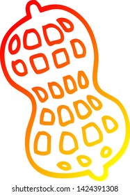 warm gradient line drawing of a cartoon peanut