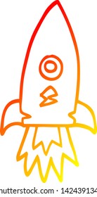 warm gradient line drawing of a cartoon space rocket