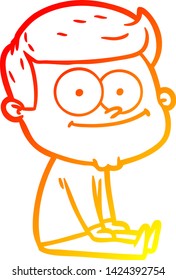 dibujo de línea de gradiente cálido de un hombre feliz de caricatura sentado