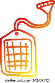 dibujo de línea de degradado cálido de una bolsa de té de cuerda floja de dibujos animados
