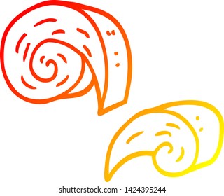 warm gradient line drawing of a cartoon swirl decorative elements