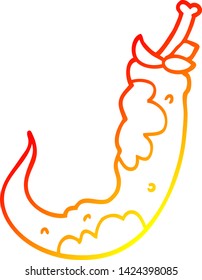 warm gradient line drawing of a cartoon chilli pepper