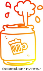 warm gradient line drawing of a cartoon can of larger