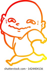 warm gradient line drawing of a cartoon creepy guy