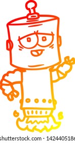 warm gradient line drawing of a cartoon robot