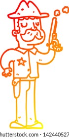 warm gradient line drawing of a cartoon sheriff
