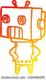 dibujo de línea de degradado cálido de un robot de dibujos animados