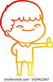 dibujo de línea de gradiente cálido de un niño feliz con dibujos animados