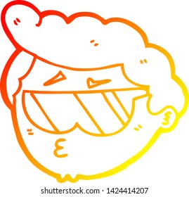 warm gradient line drawing of a cartoon boy wearing sunglasses