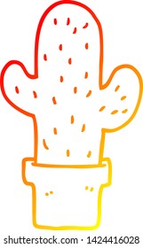 warm gradient line drawing of a cartoon cactus
