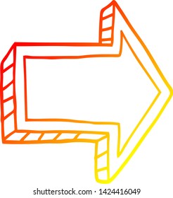 warm gradient line drawing of a cartoon directing arrow