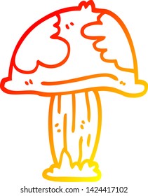 warm gradient line drawing of a cartoon poisonous toadstool