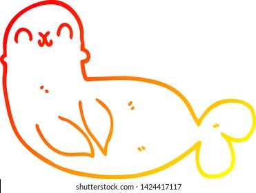 warm gradient line drawing of a cartoon seal
