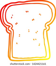 warm gradient line drawing of a cartoon slice of bread