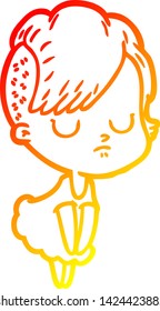 warme Farbverlauf-Linienzeichnung einer Cartoon-Frau