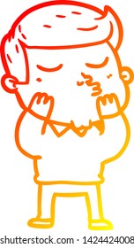 dibujo de línea de gradiente cálido de un tipo de modelo de dibujos animados puliendo