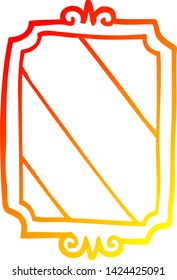 dibujo de línea de degradado cálido de un espejo de dibujos animados