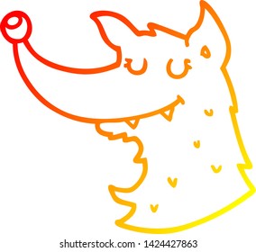 warm gradient line drawing of a cartoon wolf